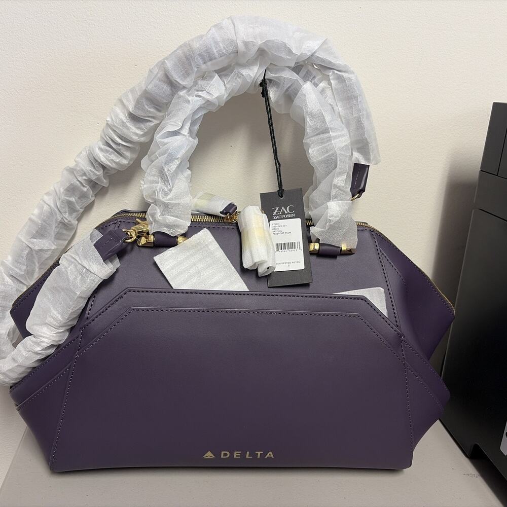 New W Tags Zac Posen Passport Plum Purse/Handbag Exclusive for Delta Airlines